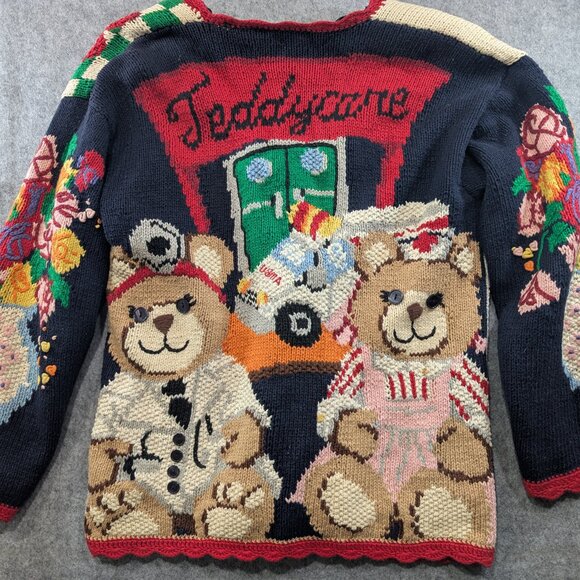 Vintage 1995 Eagle's Eye Collectibles Teddycare Knit Cardigan Sweater - Picture 2 of 10